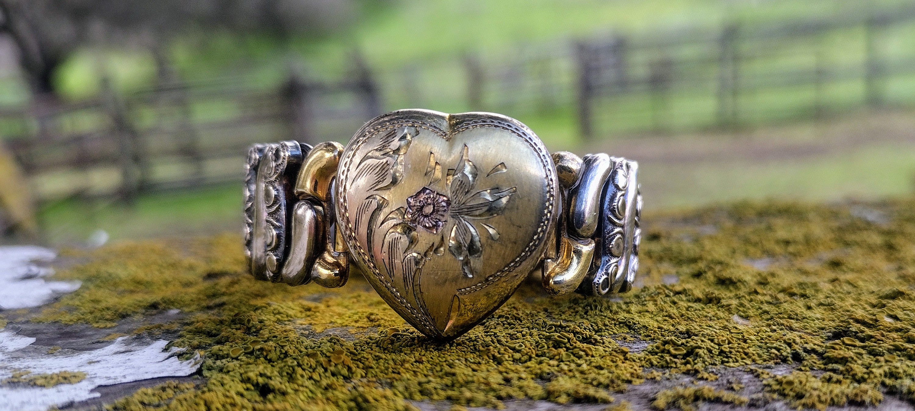 Antique Gold Filled Sweetheart Expansion Bracelet, Circa 1940s, Co