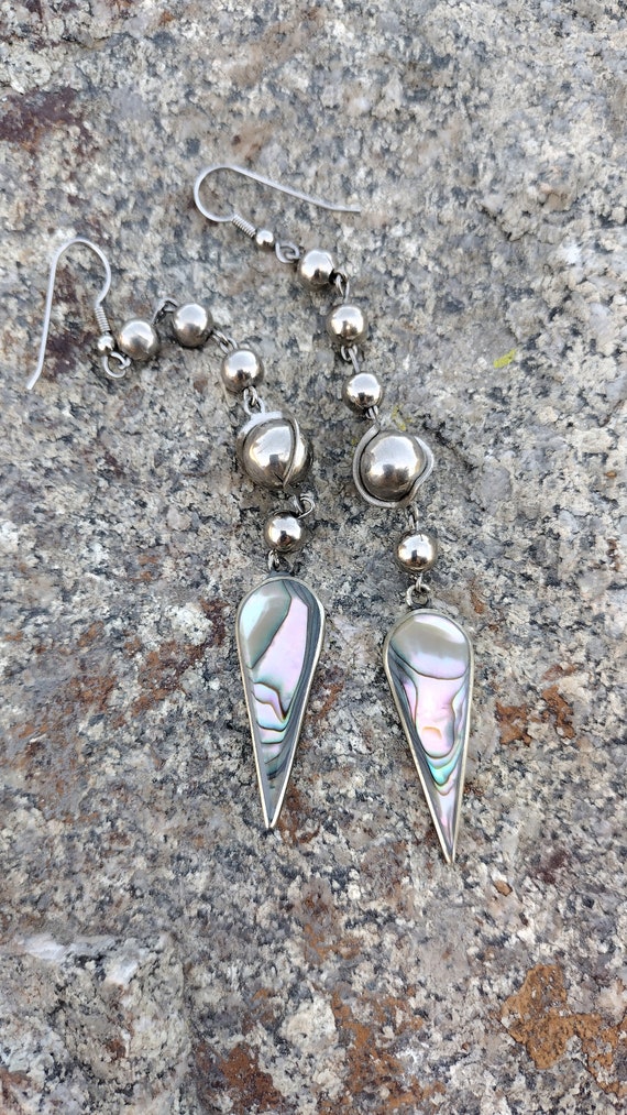 Gorgeous Abalone Sterling silver dangle earrings, 