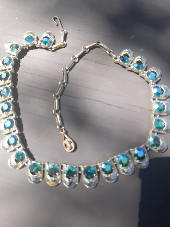 Antique Coro rhinestone Choker Aurora Borealis, a… - image 6