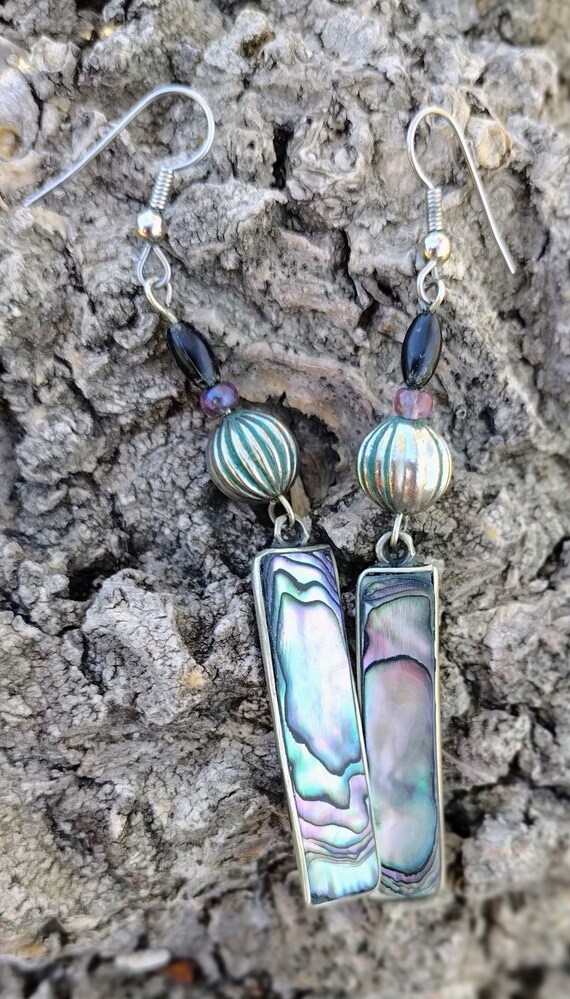 Boutons De Manchette Vintage Mexicains En Argent Sterling Et Nacre (Abalone) - Y.M.G.