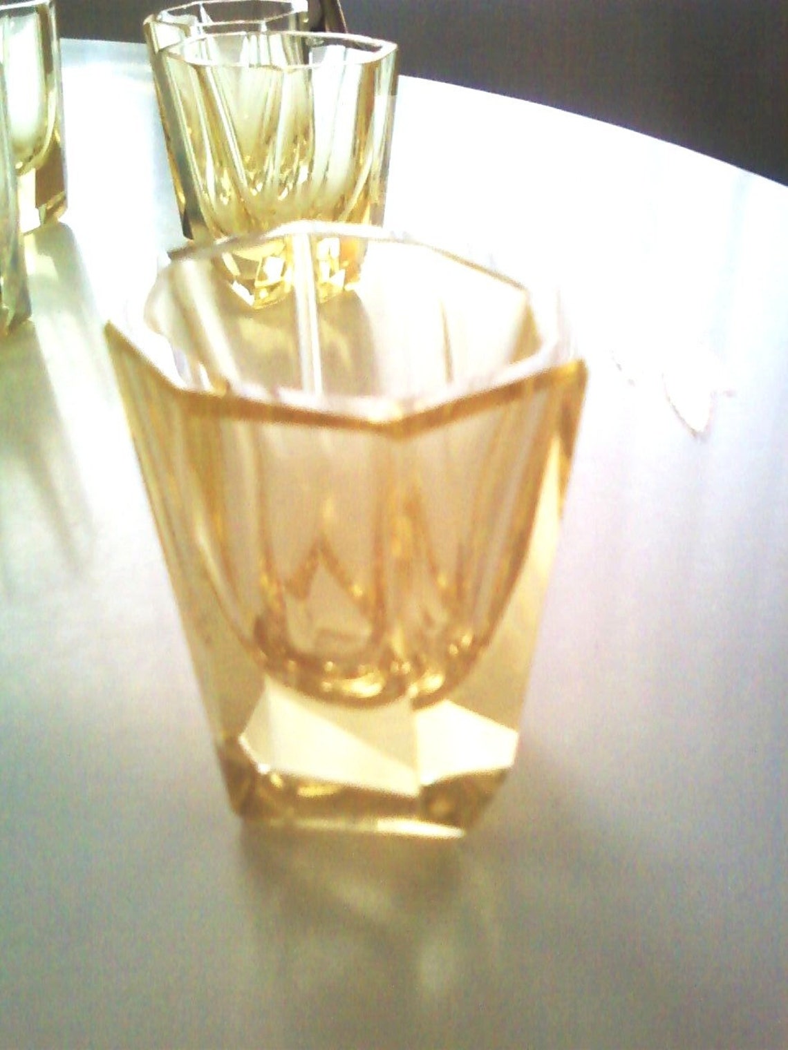 Antique Yellow Crystal Shot Glasses Set of 6 Etsy