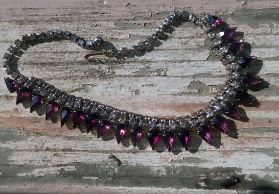 Vintage amethyst rhinestone choker, gorgeous - image 2