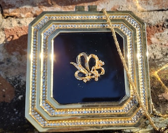 Vintage metallaskväska, strass Hong Kong