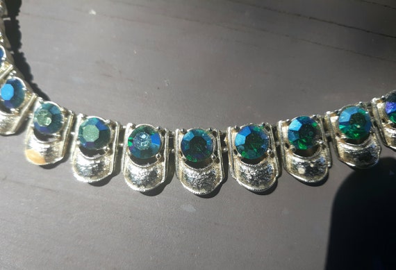 Antique Coro rhinestone Choker Aurora Borealis, a… - image 3