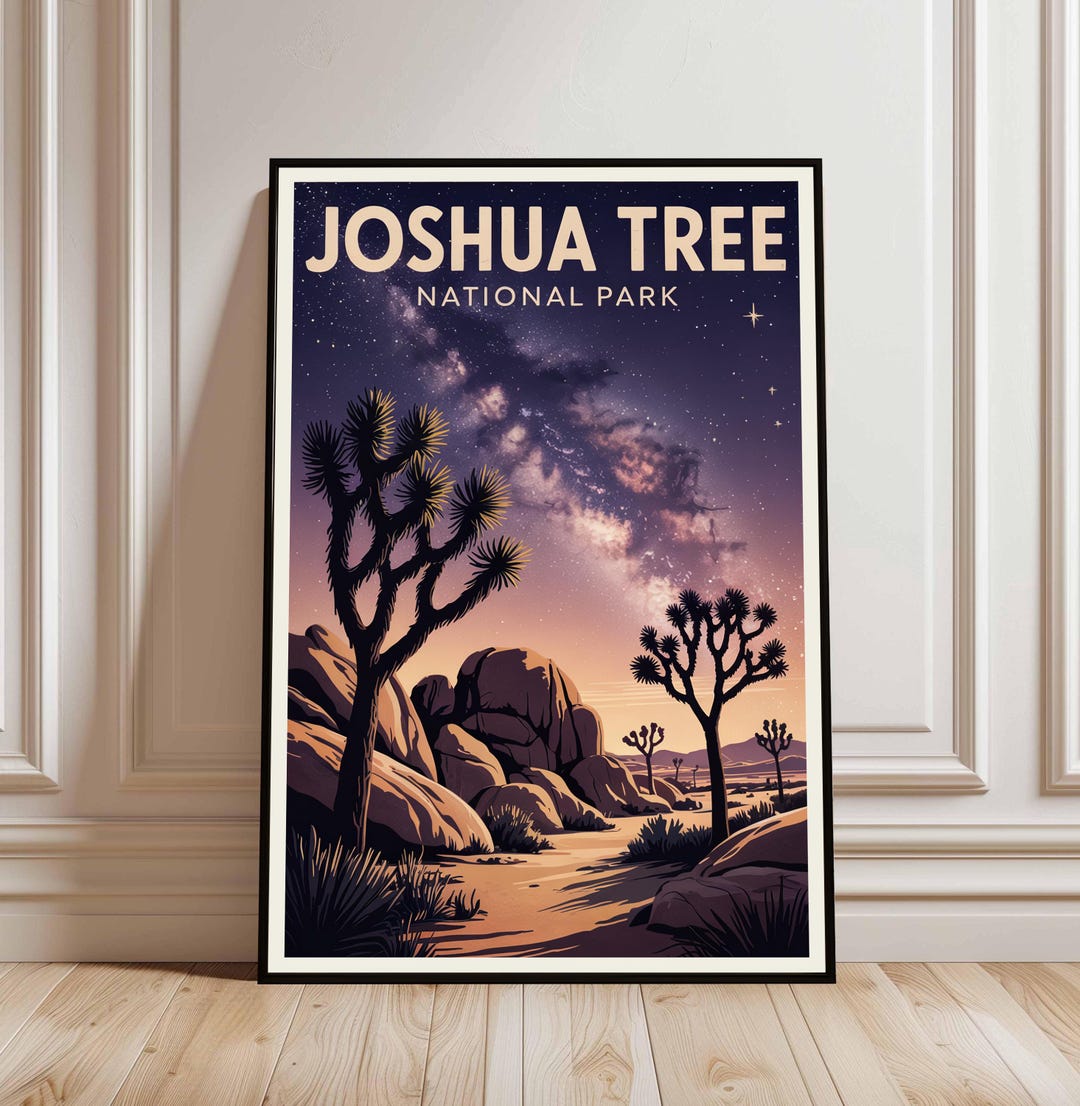 Vintage Joshua Tree National Park Print, Retro Desert Wall Art (digital ...