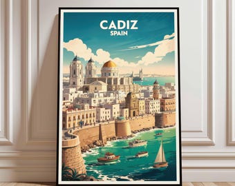 Cádiz Spanien Reise Poster, La Caleta Beach (Digitaler Download)