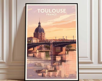 Plakat podróżniczy do Tuluzy Plakat ścienny do Tuluzy Francja Plakat vintage Plakat podróżniczy do Tuluzy Prezent Wydruk z Tuluzy Wydruk podróżniczy