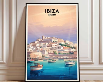 Impressão de viagem de Ibiza - Espanha, pôster de Ibiza, pôster da Espanha, impressão da Espanha, impressão de Ibiza, Ibiza, presente de casamento, presente de aniversário, pôster de Ibiza, Espanha