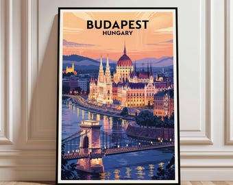 Póster vintage de Budapest, arte mural húngaro (descarga digital)