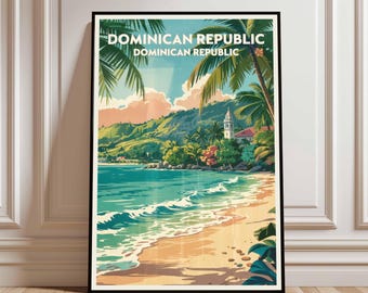 Dominican Republic Travel Poster: Caribbean Vintage Art Print