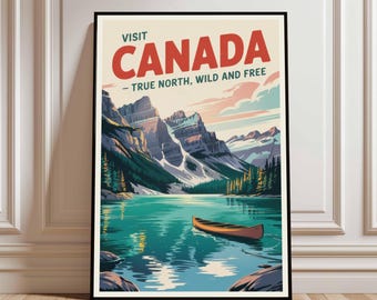 Canada Travel Poster – Vintage Style North America Print (Digital Download)