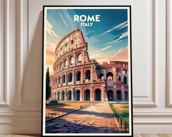 Rome Travel Art Italy Poster Print Wall Decor Gift for Rome Vintage Style Travel Poster Italy Art Scenic Poster Print Art Gift for Tourist