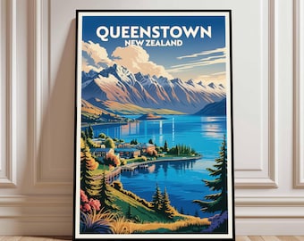 Queenstown Travel Print Wall Art Queenstown Wall Hanging Home Décor Queenstown Gift Art Lovers New Zealand Art Lover Gift Print Queenstown