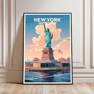 New York Reiseplakat - Freiheitsstatue Vintage Kunstdruck (Digitaler Download)