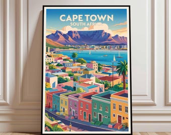 Vintage Cape Town Travel Poster, South Africa Wall Art