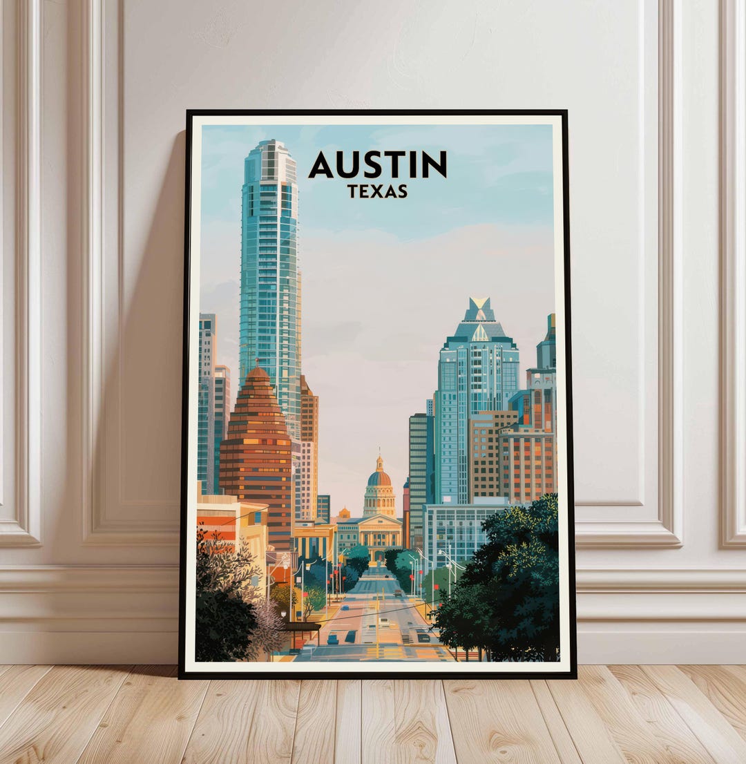 Austin Texas Skyline Poster – Modern Cityscape Art Print - Etsy