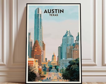Austin Texas Skyline Poster – Modern Cityscape Art Print