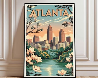 Poster di Atlanta, Skyline di Atlanta, Arte di Atlanta, Foto di Atlanta, Stampa di Atlanta, Regalo di Atlanta, Poster della Georgia, Stampa della Georgia, Arte murale di Atlanta