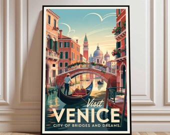 Venice Italy Travel Poster – Vintage City Art Print