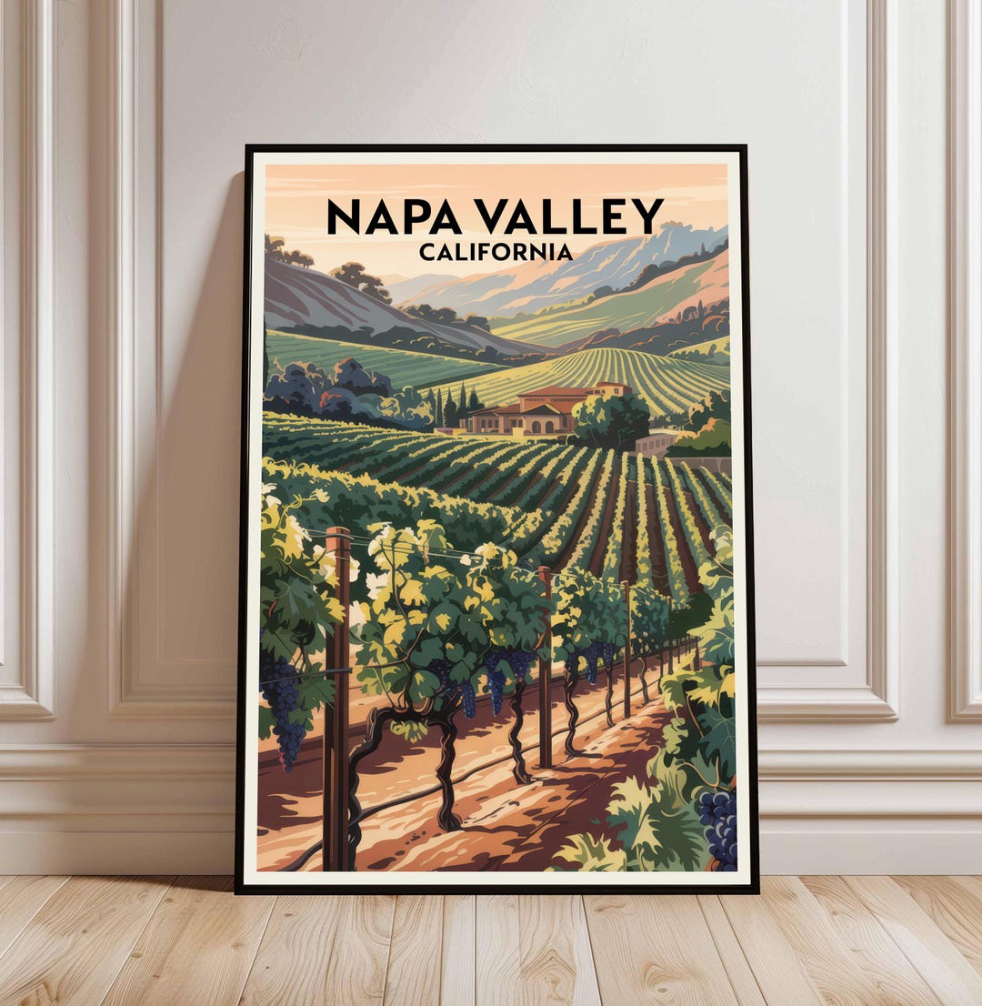 Napa Valley Watercolor Art Print, Wine Region Travel Poster - Etsy