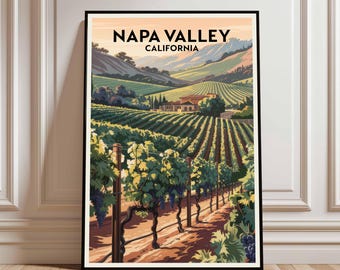 Napa Valley Aquarell Kunstdruck, Wein Region Reise Poster