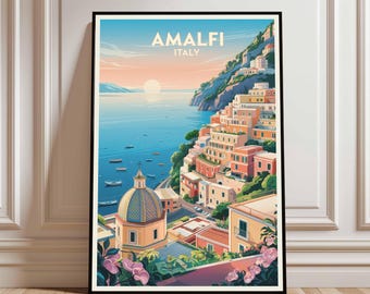 Amalfi Travel Poster Amalfi Poster Wall Art Italy Vintage Poster Amalfi Travel Poster Gift Amalfi Print Travel Print