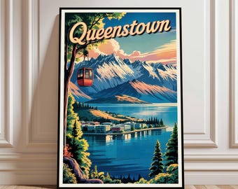 Queenstown Poster - New Zealand Poster - Queenstown - New Zealand Art - Queenstown Print - New Zealand - Queenstown Art - Queenstown Gift