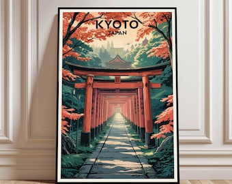 Kyoto Fushimi Inari Shrine Art Print – Japanese Travel Poster (Digital Download)