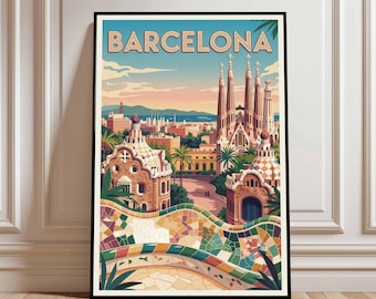 Barcelona Wall Print, Travel Poster, Colourful Art, Photograph, Gift For Her, Personalised Gift, Housewarming Present, City Design