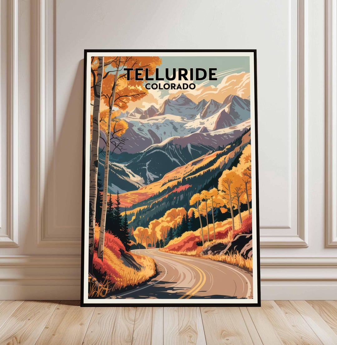Telluride Colorado Travel Poster, Minimalist Mountain Art (digital ...