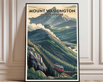 Impression d'art du mont Washington, affiche de voyage dans le New Hampshire (téléchargement numérique)