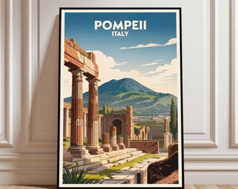 Pompeii print - Pompeii travel poster / Italy wall art print / Italy home decor / Travel wall art poster / Unique city print