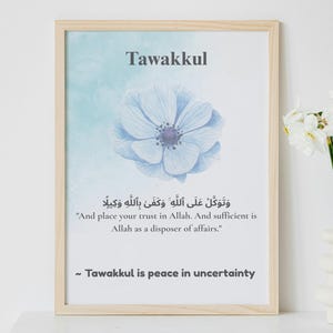 Tawakkul Islamische Wand Kunst Druck: Blaues Blumenmuster (Digitaler Download A4 Format)