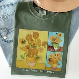 Van Gogh Comfort Colors Sunflowers Shirt, Floral Art T-shirt Tee, Vintage Painter Shirt, Famous Artwork, Gogh Art Print, Gogh Lovers Gift