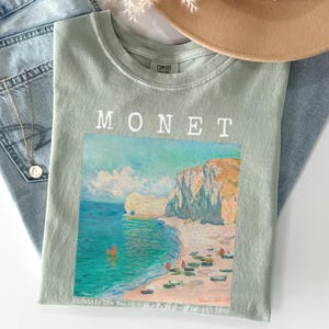 Monet Beach Cliff Cotton Shirt, Comfort Color Art Tee T-Shirt, Vintage Art, Gift for Art Lovers, Claude Monet Art Print, Monet lovers Gift