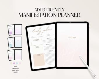 ADHD Planner Undated Goal Planner Digital Manifestation Journal Daily Law Of Attraction Planner Vision Board GoodNotes Hyperlinked Planner