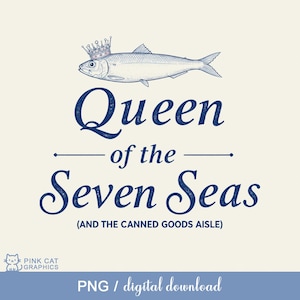 Königin Sardine PNG, Muttertag, Fischer Ästhetik, Sardinen PNG, trendige Küsten Clipart, Vintage, Sublimation, T-shirts, Becher, Taschen