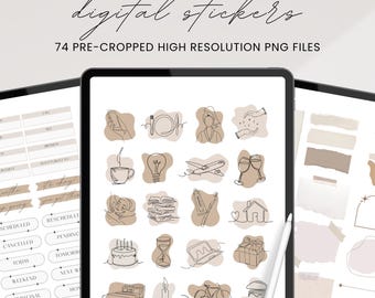 Aesthetic Digital Stickers for GoodNotes, Minimalist Stickers, Planner Stickers, Digital Sticker Pack for Journaling