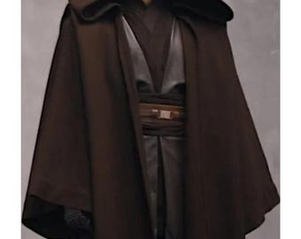 ジェダイ風スターウォーズフード付きマント - ブラウンローブコスプレ