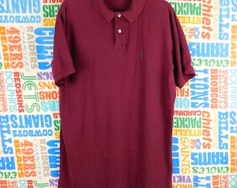 Camisa polo Polo By Ralph Lauren Talla L Granate Verde Pony Vintage Años 90