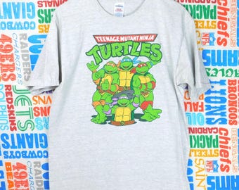 Vintage Teenage Mutant Ninja Turtles T-Shirt Größe L Grau 90s Y2K