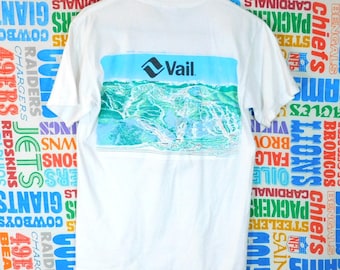 Koszulka Vintage Y2K Vail Ski Resort z mapą tras, rozmiar S