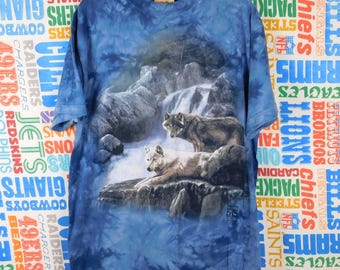 Vintage 1999 The Mountain Wolf T Shirt Size L Tie Dye NWF Editions Bob Horney