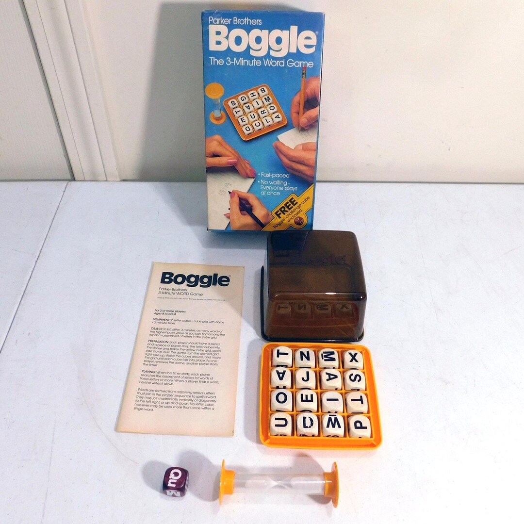 Vintage 1983 Parker Bros Boggle Word Game Complete in Box 0933 Wooden ...