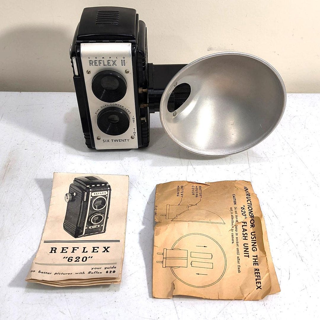 Vintage Compco Reflex 620 TLR Film Camera With Reflex Flash Unit and ...