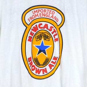 Koszulka z nadrukiem Newcastle Brown Ale z lat 80. w rozmiarze XL. zdjęcie 4