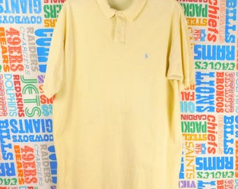 Camisa polo Polo By Ralph Lauren Talla L Amarillo Pálido Azul Pony Vintage 90s