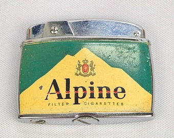 Vintage Alpine Filter Cigarettes Advertising Lighter Flat Made In Japan Tested
