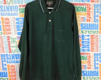 Polo vintage de manga larga de Abercrombie & Fitch de los años 90, color verde bosque, talla XL, fabricado en EE. UU.