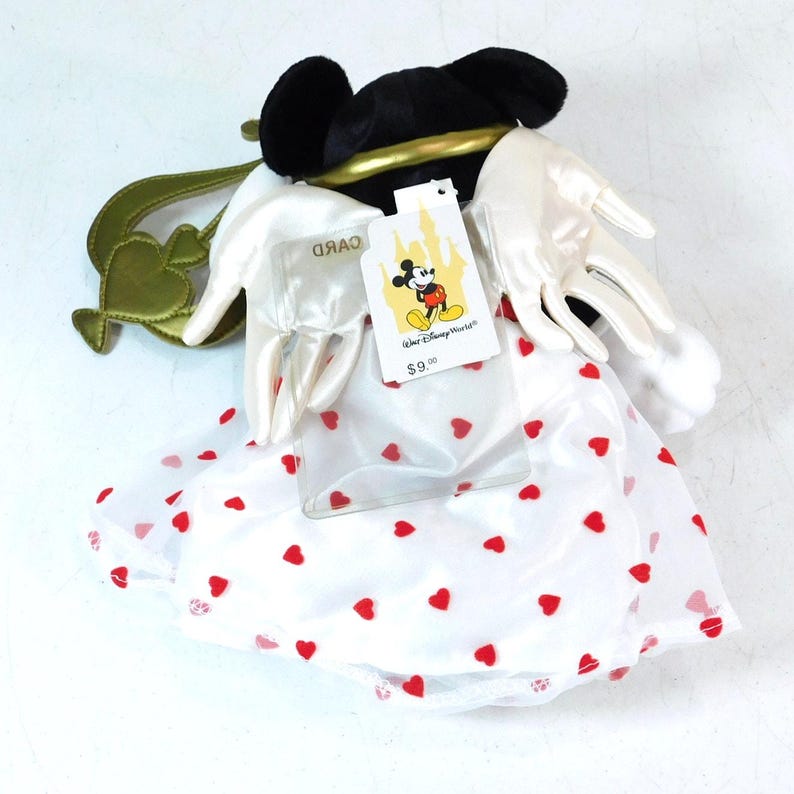 Vintage Walt Disney World Minnie Mouse Valentine Bean Bag Plush 8 Inch New With Tags image 2
